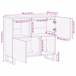 vidaXL Sideboard Storage Organiser Cupboard Side Cabinet Highboard Solid Wood - light brown, solid mango wood - Additional view 9