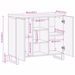vidaXL Sideboard Cabinet Storage Cupboard Highboard Solid Wood Rough Mango