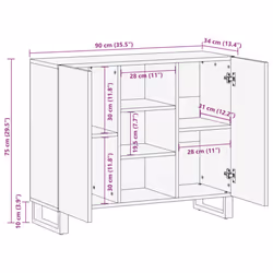 vidaXL Sideboard Side Cabinet Storage Cupboard Highboard Solid Wood Mango