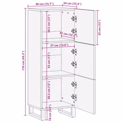 vidaXL Highboard Sideboard Side Cabinet Storage Cupboard Solid Wood Acacia - brown, solid mango wood