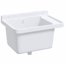 vidaXL Sink Washbasin for Wall Mounting Utility Laundry Wash Basin White Resin - Additional view 7