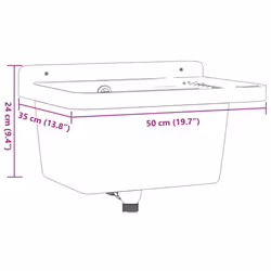 vidaXL Sink Washbasin for Wall Mounting Utility Laundry Wash Basin White Resin - Additional view 9