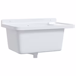 vidaXL Utility Sink for Wall Mounting Utility Laundry Wash Basin White Resin