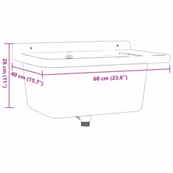 vidaXL Utility Sink for Wall Mounting Utility Laundry Wash Basin White Resin - Additional view 9