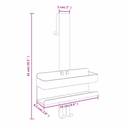 vidaXL Hanging Shower Caddy Bath Shelf Matt Black Brushed 304 Stainless Steel - Additional view 8