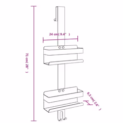 vidaXL Hanging Shower Caddy Bath Shower Shelf Brushed 304 Stainless Steel - Additional view 8
