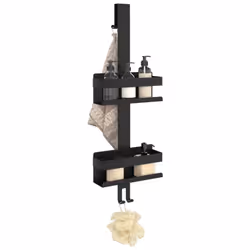 vidaXL Hanging Shower Caddy Bath Shelf Matt Black Brushed 304 Stainless Steel