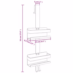 vidaXL Hanging Shower Caddy Bath Shelf Matt Black Brushed 304 Stainless Steel - Additional view 8