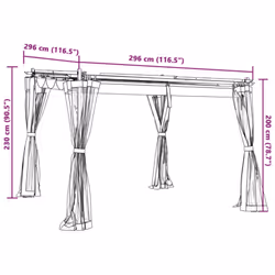 vidaXL Gazebo with Mesh Walls Party Tent Pavilion Marquee Cream 3x3 m Steel