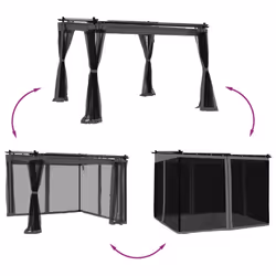 vidaXL Gazebo with Mesh Walls Party Tent Canopy Marquee Anthracite 3x3 m Steel
