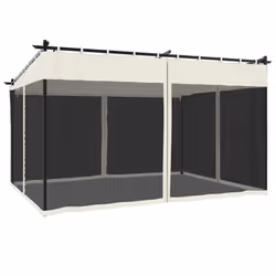 vidaXL Gazebo with Mesh Walls Party Tent Pavilion Marquee Cream 4x3 m Steel - Additional view 5