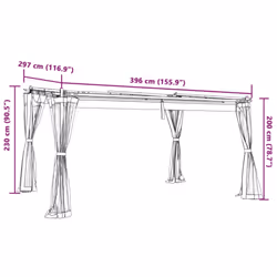 vidaXL Gazebo with Mesh Walls Party Tent Pavilion Marquee Taupe 4x3 m Steel - Additional view 8