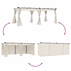 vidaXL Gazebo with Curtains Party Tent Pavilion Marquee Canopy Taupe Steel - cream, 6 x 3 m