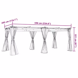 vidaXL Gazebo with Curtains Party Tent Pavilion Marquee Canopy Taupe Steel - anthracite, 6 x 3 m - Additional view 8