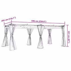 vidaXL Gazebo with Curtains Party Tent Pavilion Marquee Canopy Taupe Steel - taupe, 6 x 3 m - Additional view 8