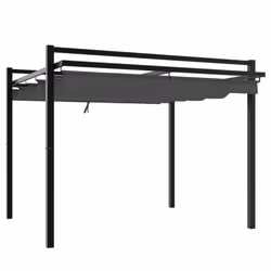vidaXL Garden Gazebo with Retractable Roof Party Tent Patio Canopy Aluminium - anthracite
