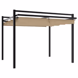 vidaXL Garden Gazebo with Retractable Roof Party Tent Patio Canopy Aluminium - taupe