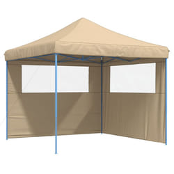 vidaXL Foldable Tent Canopy Patio Pavilion Gazebo Pop up Tent Marquee Canopy - beige, with 2 sidewalls