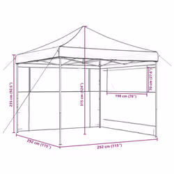 vidaXL Foldable Tent Canopy Patio Pavilion Gazebo Pop up Tent Marquee Canopy - beige, with 2 sidewalls