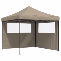 vidaXL Foldable Tent Canopy Patio Pavilion Gazebo Pop up Tent Marquee Canopy - taupe, with 2 sidewalls