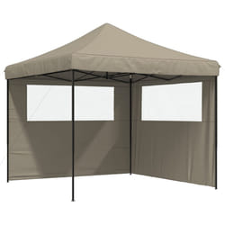 vidaXL Foldable Tent Canopy Patio Pavilion Gazebo Pop up Tent Marquee Canopy - taupe, with 2 sidewalls