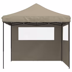 vidaXL Foldable Tent Canopy Patio Pavilion Gazebo Pop up Tent Marquee Canopy - taupe, with 2 sidewalls