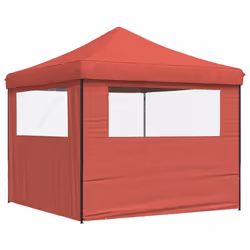 vidaXL Foldable Tent Canopy Patio Pavilion Gazebo Pop up Tent Marquee Canopy - burgundy, with 2 sidewalls - Additional view 4