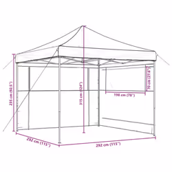 vidaXL Foldable Tent Canopy Patio Pavilion Gazebo Pop up Tent Marquee Canopy - burgundy, with 2 sidewalls - Additional view 8