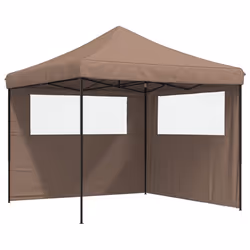 vidaXL Foldable Tent Canopy Patio Pavilion Gazebo Pop up Tent Marquee Canopy - brown, with 2 sidewalls