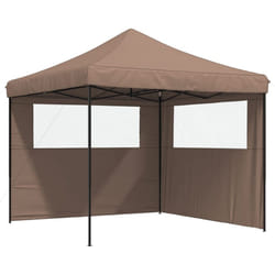 vidaXL Foldable Tent Canopy Patio Pavilion Gazebo Pop up Tent Marquee Canopy - brown, with 2 sidewalls