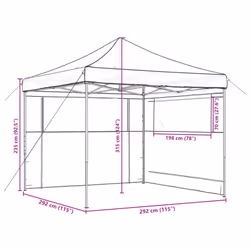 vidaXL Foldable Tent Canopy Patio Pavilion Gazebo Pop up Tent Marquee Canopy - brown, with 2 sidewalls