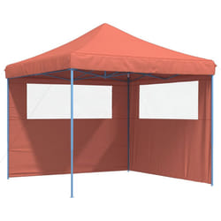 vidaXL Foldable Tent Canopy Patio Pavilion Gazebo Pop up Tent Marquee Canopy - terracotta, with 2 sidewalls