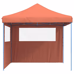 vidaXL Foldable Tent Canopy Patio Pavilion Gazebo Pop up Tent Marquee Canopy - terracotta, with 2 sidewalls