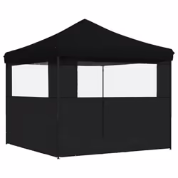vidaXL Foldable Tent Canopy Patio Pavilion Gazebo Pop up Tent Marquee Canopy - black, with 2 sidewalls - Additional view 4