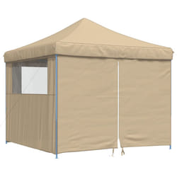 vidaXL Foldable Tent Canopy Patio Pavilion Gazebo Pop up Tent Marquee Canopy - beige, with 4 sidewalls
