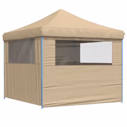 vidaXL Foldable Tent Canopy Patio Pavilion Gazebo Pop up Tent Marquee Canopy - beige, with 4 sidewalls - Additional view 4