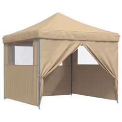 vidaXL Foldable Tent Canopy Patio Pavilion Gazebo Pop up Tent Marquee Canopy - beige, with 4 sidewalls - Additional view 5
