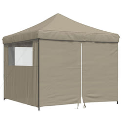vidaXL Foldable Tent Canopy Patio Pavilion Gazebo Pop up Tent Marquee Canopy - taupe, with 4 sidewalls