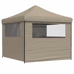 vidaXL Foldable Tent Canopy Patio Pavilion Gazebo Pop up Tent Marquee Canopy - taupe, with 4 sidewalls - Additional view 4