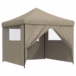 vidaXL Foldable Tent Canopy Patio Pavilion Gazebo Pop up Tent Marquee Canopy - taupe, with 4 sidewalls - Additional view 5