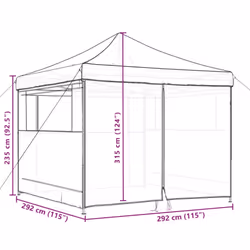 vidaXL Foldable Tent Canopy Patio Pavilion Gazebo Pop up Tent Marquee Canopy - taupe, with 4 sidewalls - Additional view 9