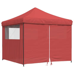 vidaXL Foldable Tent Canopy Patio Pavilion Gazebo Pop up Tent Marquee Canopy - burgundy, with 4 sidewalls