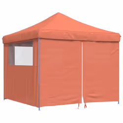 vidaXL Foldable Tent Canopy Patio Pavilion Gazebo Pop up Tent Marquee Canopy - terracotta, with 4 sidewalls