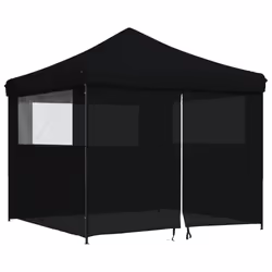 vidaXL Foldable Tent Canopy Patio Pavilion Gazebo Pop up Tent Marquee Canopy - black, with 4 sidewalls