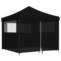 vidaXL Foldable Tent Canopy Patio Pavilion Gazebo Pop up Tent Marquee Canopy - black, with 4 sidewalls