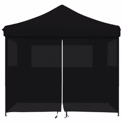 vidaXL Foldable Tent Canopy Patio Pavilion Gazebo Pop up Tent Marquee Canopy - black, with 4 sidewalls