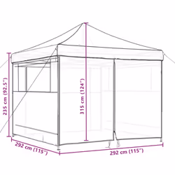 vidaXL Foldable Tent Canopy Patio Pavilion Gazebo Pop up Tent Marquee Canopy - black, with 4 sidewalls