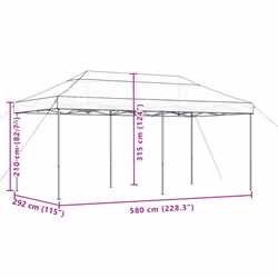 vidaXL Foldable Tent Pop-Up with 4 Side Walls Outdoor Party Tent Garden Gazebo - taupe, without sidewall - Additional view 8