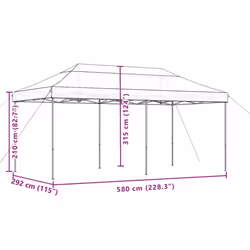 vidaXL Foldable Tent Pop-Up with 4 Side Walls Outdoor Party Tent Garden Gazebo - burgundy, without sidewall - Additional view 8