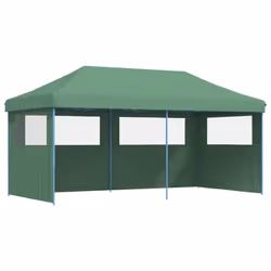vidaXL Foldable Tent Pop-Up with 4 Side Walls Outdoor Party Tent Garden Gazebo - green, with 3 sidewalls
